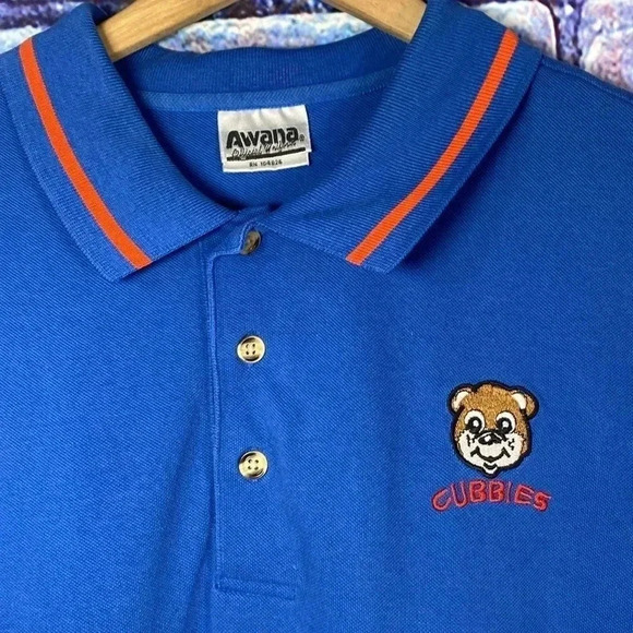 Vintage Awana Official Uniform Men’s Classic Polo Blue XL Teddy Bear Embroidery - Picture 3 of 8